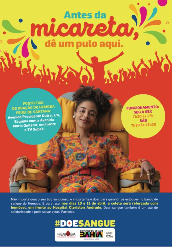 Hemoba lança campanha de mobilização de doadores para Micareta de Feira de Santana