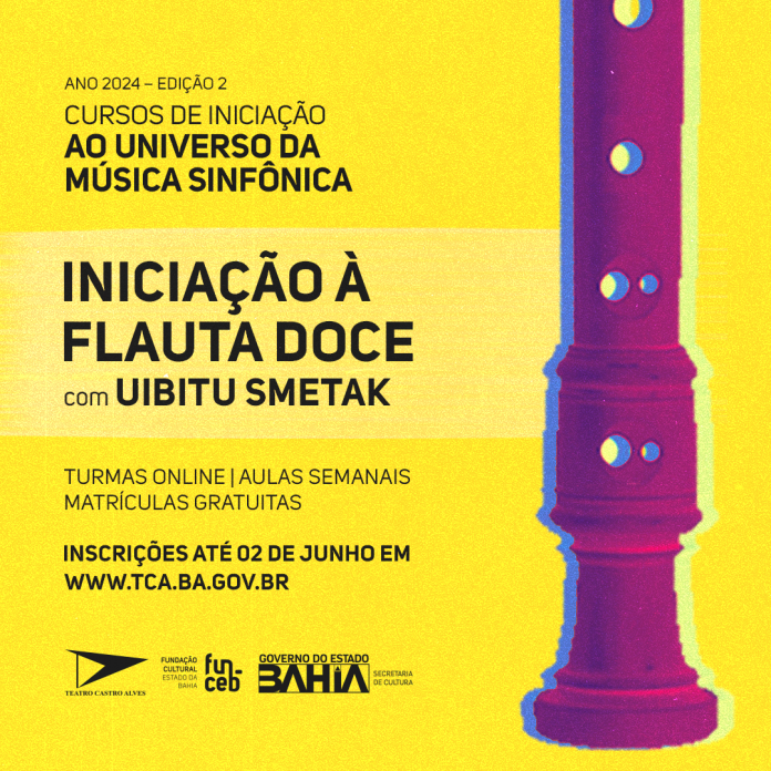 TCA abre inscrições para curso gratuito de Iniciação à Flauta Doce