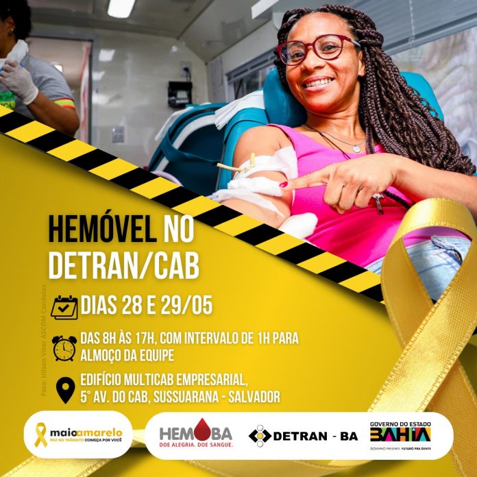 Detran-BA e Hemoba promovem campanha de doação de sangue em ação transversal no Maio Amarelo