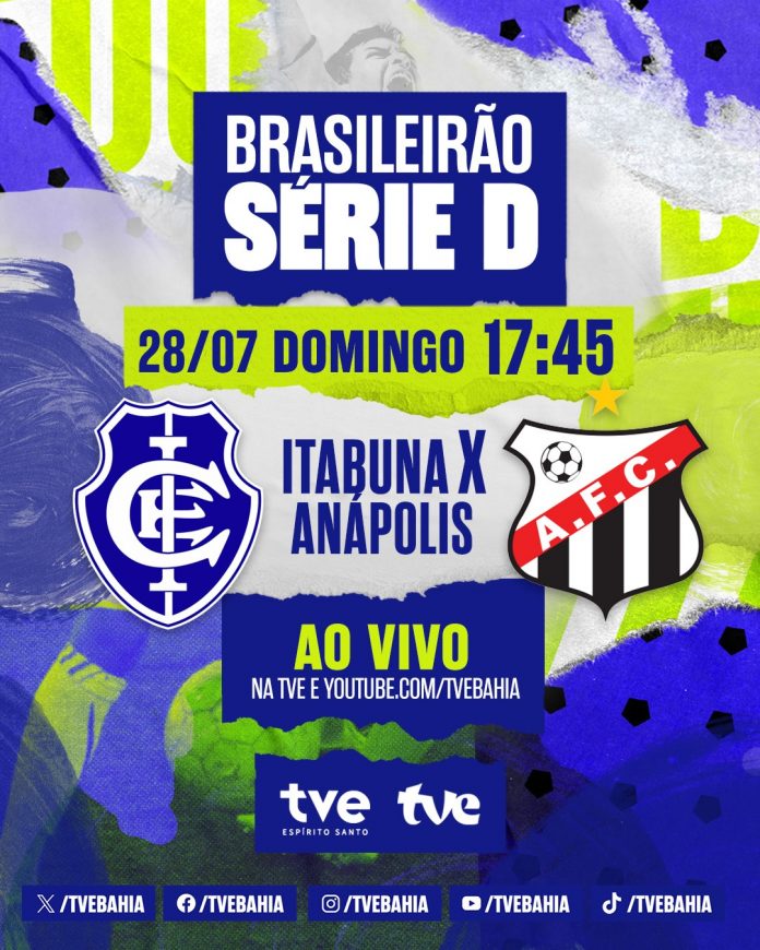 TVE transmite Itabuna e Anápolis, pela Série D, neste domingo (28)