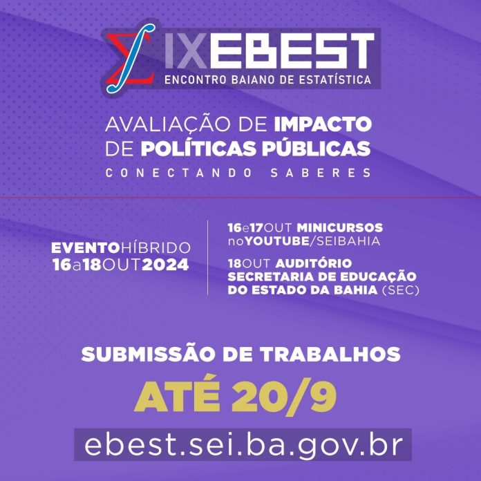 Encontro Baiano de Estatística: aberto período de submissão de trabalhos para apresentação no evento