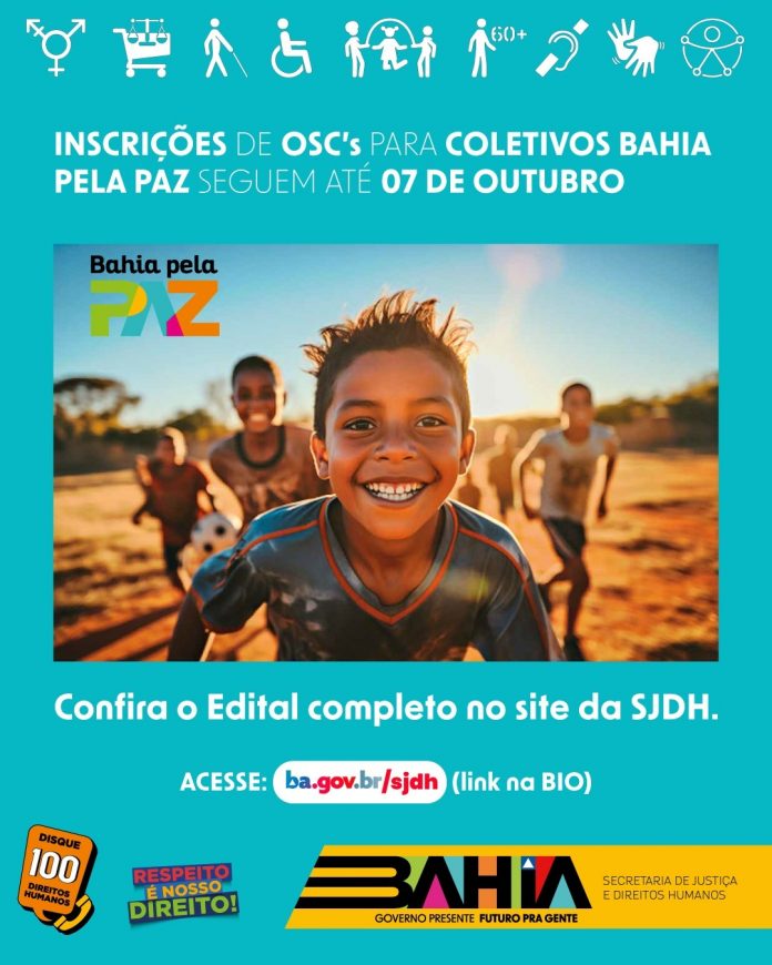 Seleção de OSC para Coletivos do Bahia Pela Paz continua com inscrições abertas